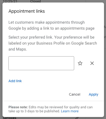 Appointment Links Google My Business