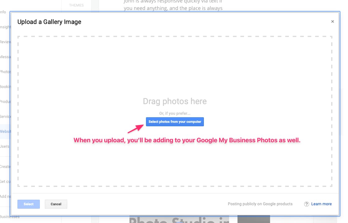 Photos Upload Google My Business Website Builder