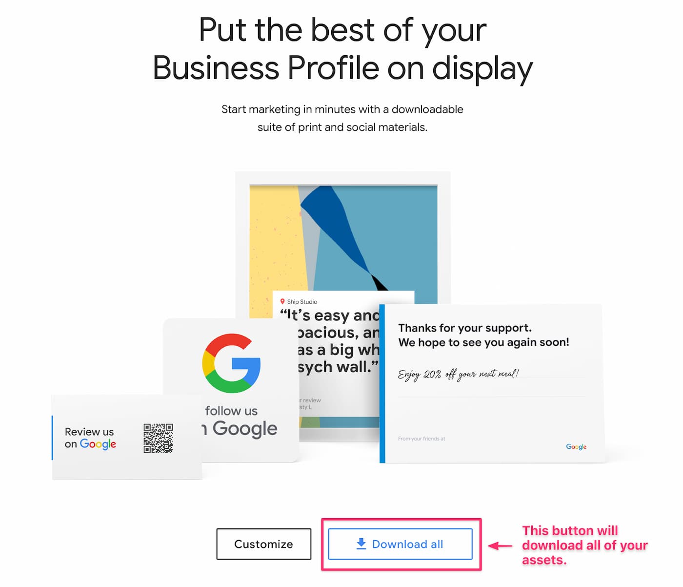 Download Assets Google My Business Marketing Kit